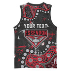 Personalized Essendon Bombers Basketball Jersey Aboriginal Pattern with Graffiti Style