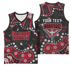 Personalized Essendon Bombers Basketball Jersey Aboriginal Pattern with Graffiti Style