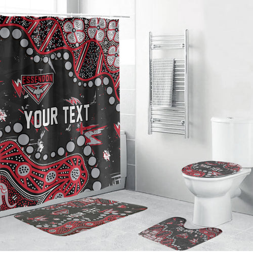 Personalized Essendon Bombers Bathroom Set Aboriginal Pattern with Graffiti Style