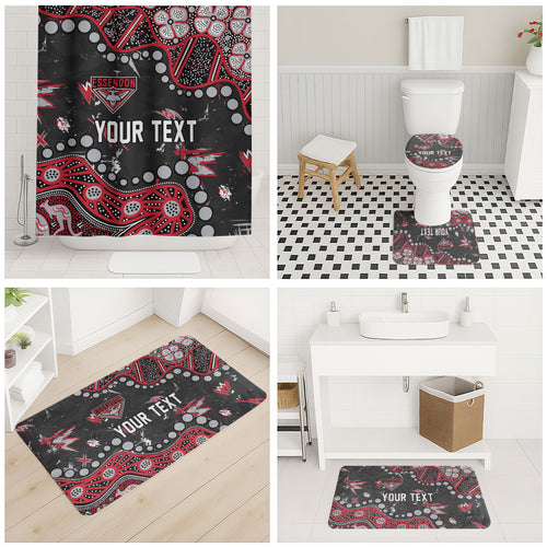 Personalized Essendon Bombers Bathroom Set Aboriginal Pattern with Graffiti Style