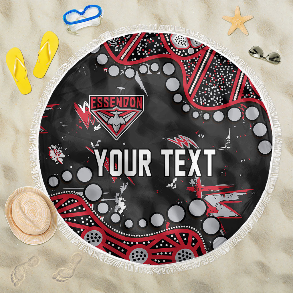 Personalized Essendon Bombers Beach Blanket Aboriginal Pattern with Graffiti Style