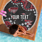 Personalized Essendon Bombers Beach Blanket Aboriginal Pattern with Graffiti Style