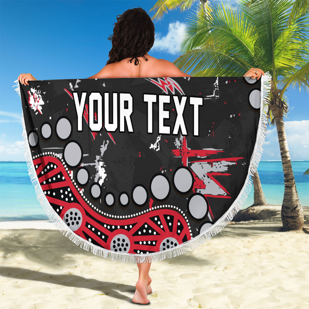 Personalized Essendon Bombers Beach Blanket Aboriginal Pattern with Graffiti Style