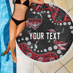Personalized Essendon Bombers Beach Blanket Aboriginal Pattern with Graffiti Style