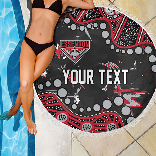 Personalized Essendon Bombers Beach Blanket Aboriginal Pattern with Graffiti Style