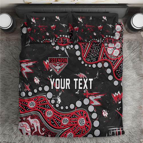 Personalized Essendon Bombers Bedding Set Aboriginal Pattern with Graffiti Style