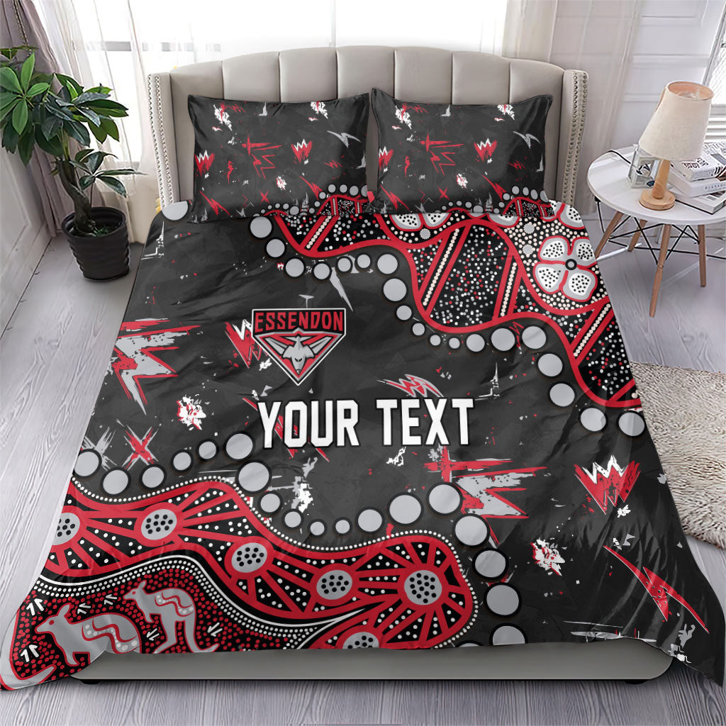 Personalized Essendon Bombers Bedding Set Aboriginal Pattern with Graffiti Style