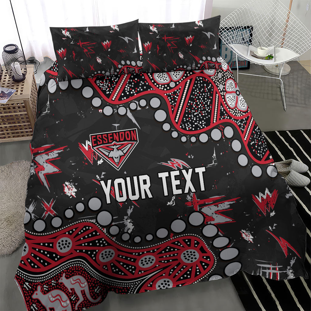 Personalized Essendon Bombers Bedding Set Aboriginal Pattern with Graffiti Style