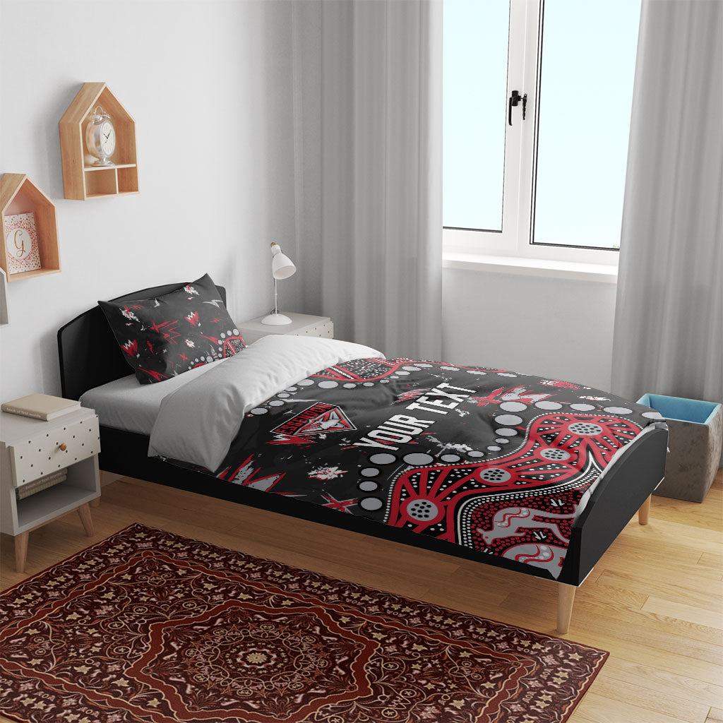 Personalized Essendon Bombers Bedding Set Aboriginal Pattern with Graffiti Style