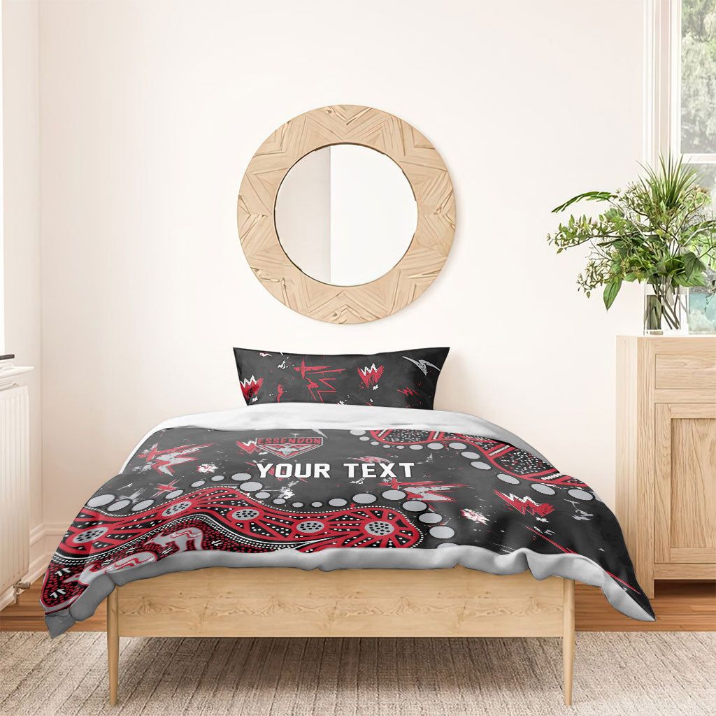 Personalized Essendon Bombers Bedding Set Aboriginal Pattern with Graffiti Style