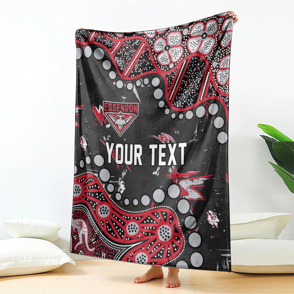 Personalized Essendon Bombers Blanket Aboriginal Pattern with Graffiti Style