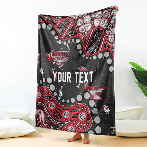 Personalized Essendon Bombers Blanket Aboriginal Pattern with Graffiti Style