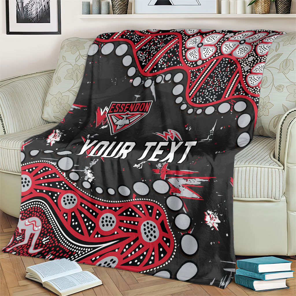 Personalized Essendon Bombers Blanket Aboriginal Pattern with Graffiti Style