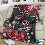 Personalized Essendon Bombers Blanket Aboriginal Pattern with Graffiti Style