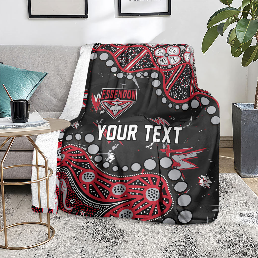 Personalized Essendon Bombers Blanket Aboriginal Pattern with Graffiti Style