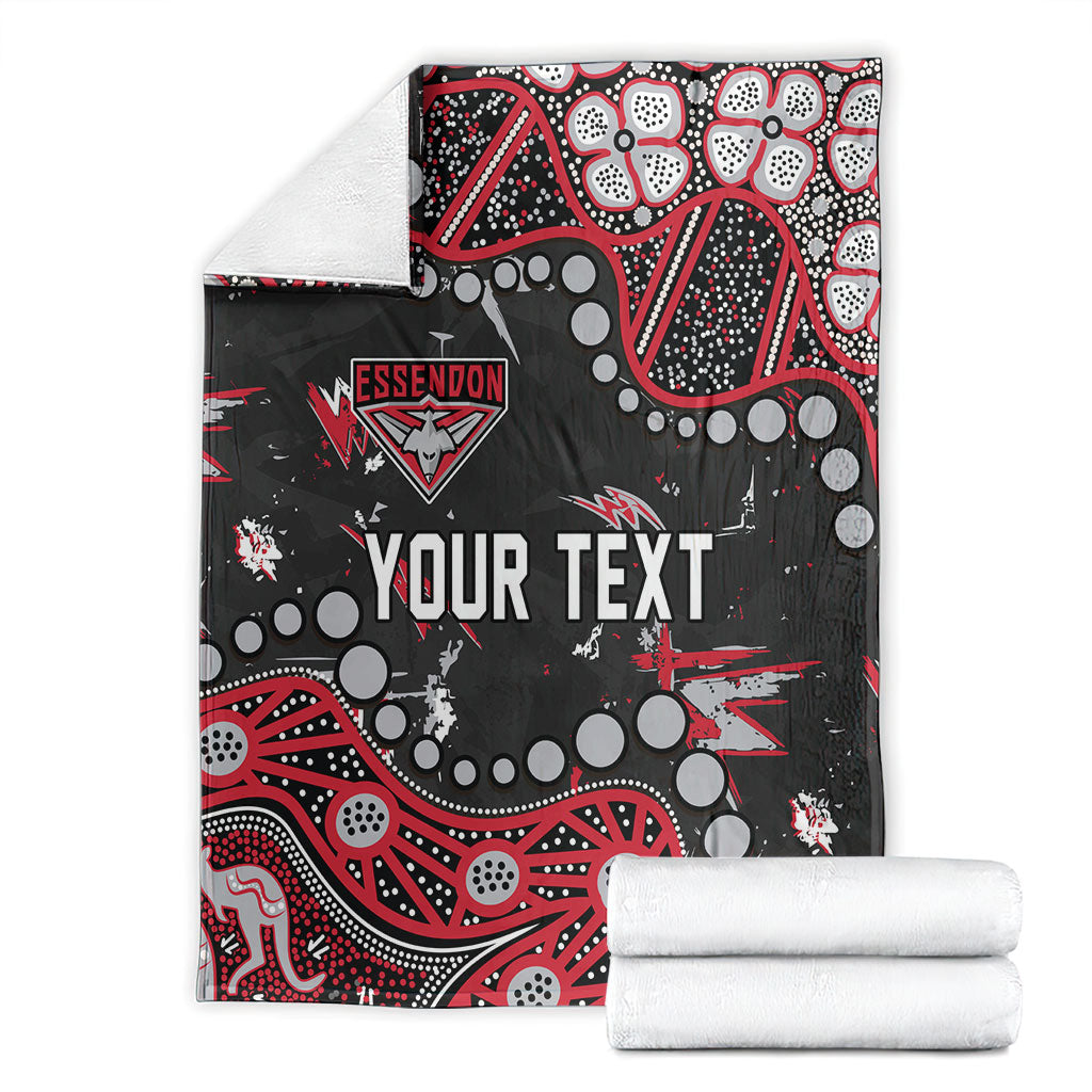 Personalized Essendon Bombers Blanket Aboriginal Pattern with Graffiti Style