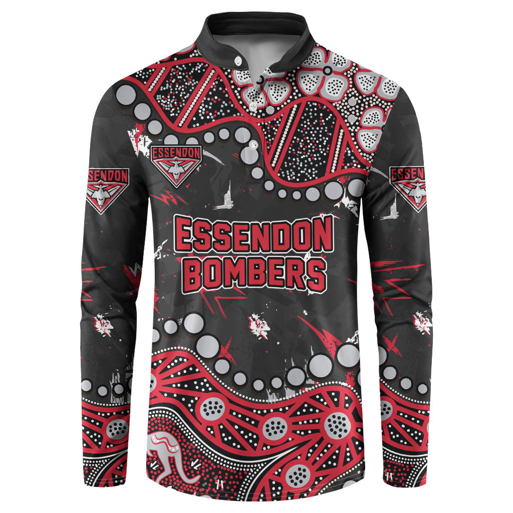 Personalized Essendon Bombers Button Sweatshirt Aboriginal Pattern with Graffiti Style