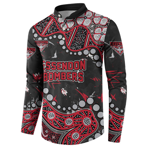 Personalized Essendon Bombers Button Sweatshirt Aboriginal Pattern with Graffiti Style