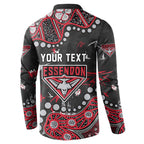 Personalized Essendon Bombers Button Sweatshirt Aboriginal Pattern with Graffiti Style