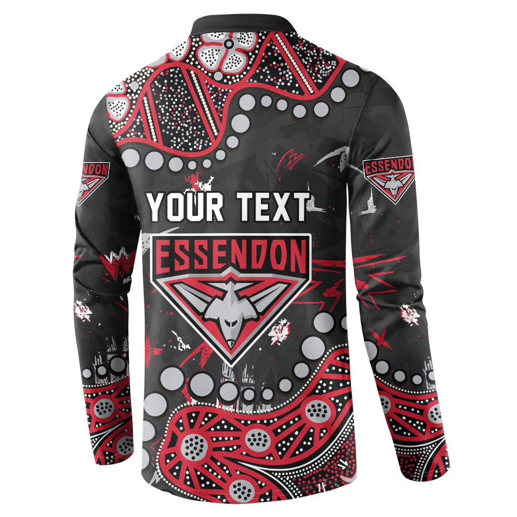 Personalized Essendon Bombers Button Sweatshirt Aboriginal Pattern with Graffiti Style