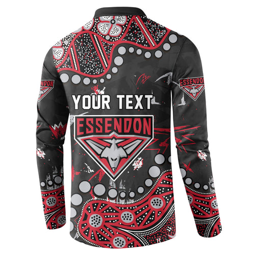 Personalized Essendon Bombers Button Sweatshirt Aboriginal Pattern with Graffiti Style