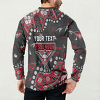 Personalized Essendon Bombers Button Sweatshirt Aboriginal Pattern with Graffiti Style