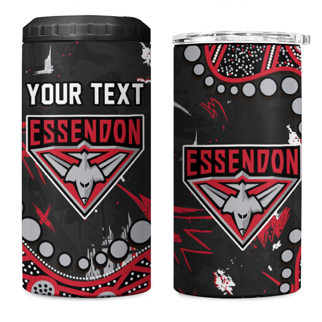 Personalized Essendon Bombers 4 in 1 Can Cooler Tumbler Aboriginal Pattern with Graffiti Style