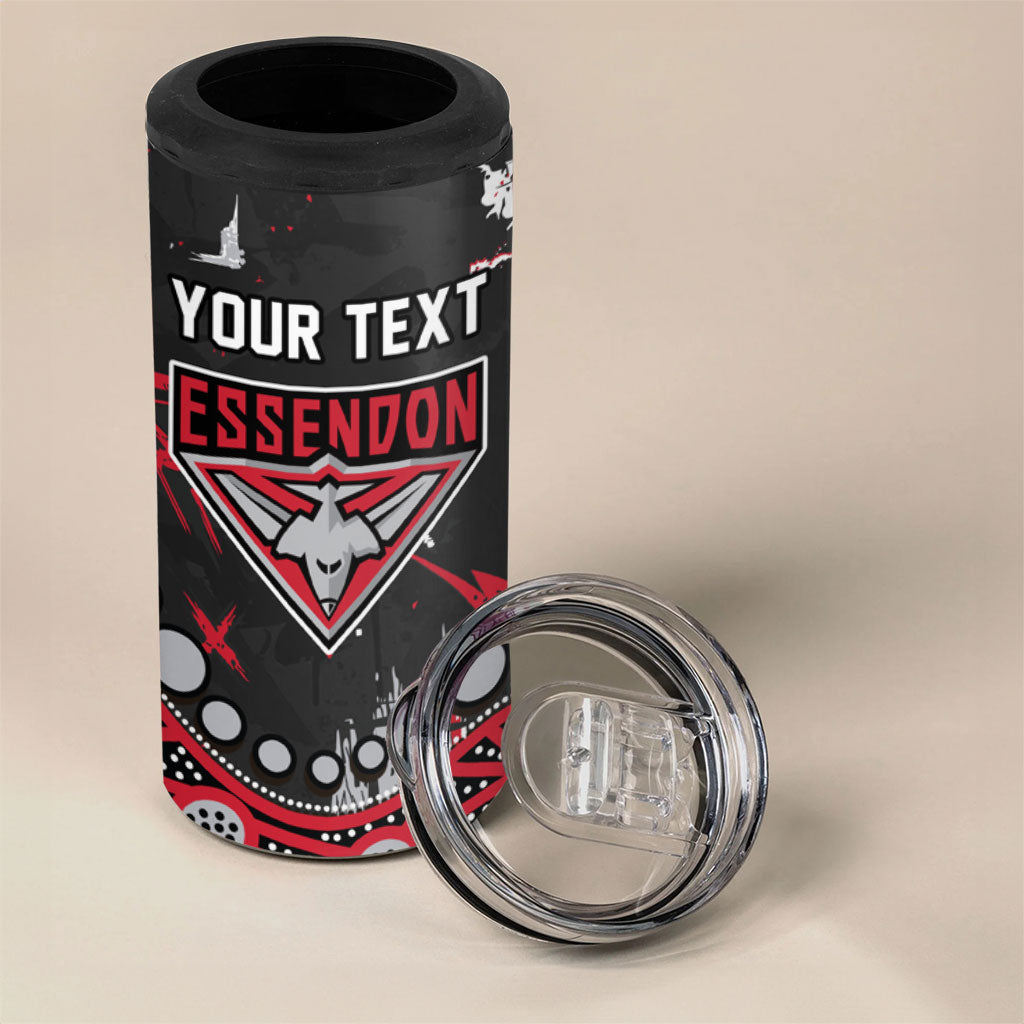 Personalized Essendon Bombers 4 in 1 Can Cooler Tumbler Aboriginal Pattern with Graffiti Style