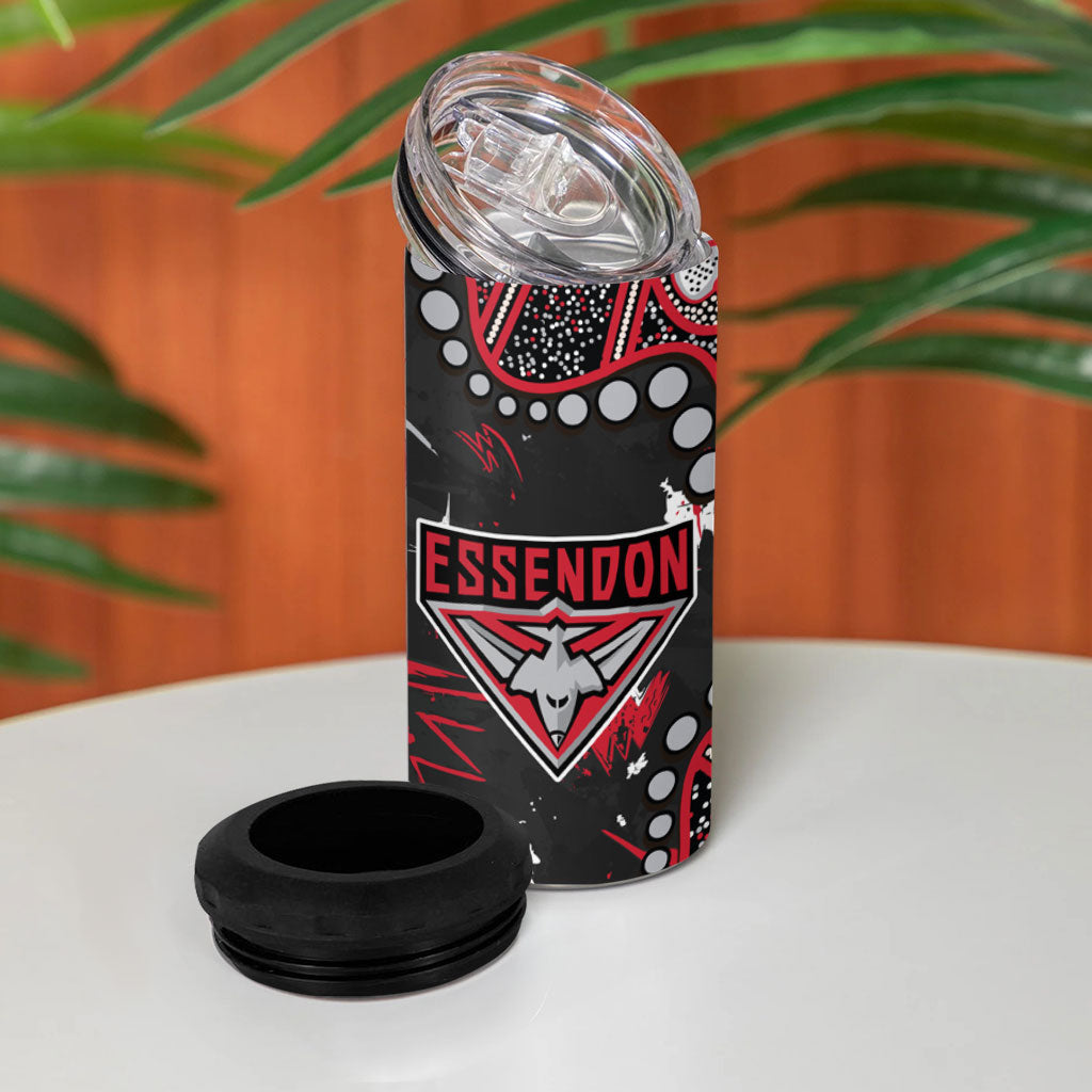 Personalized Essendon Bombers 4 in 1 Can Cooler Tumbler Aboriginal Pattern with Graffiti Style