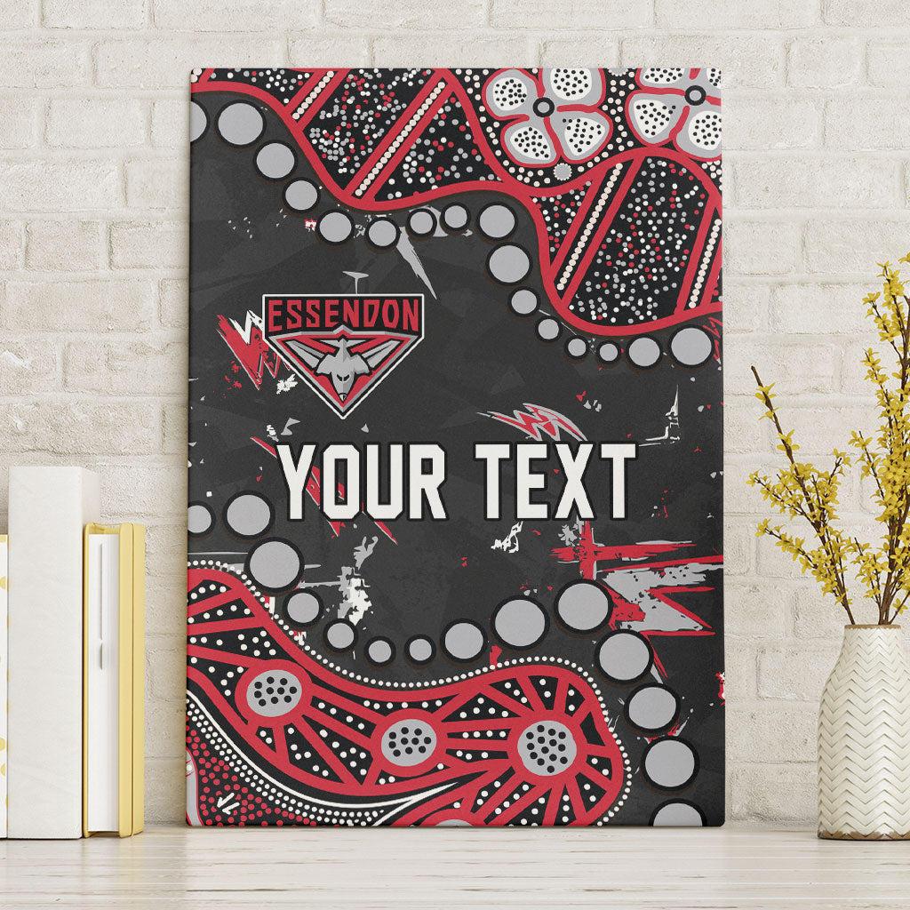 Personalized Essendon Bombers Canvas Wall Art Aboriginal Pattern with Graffiti Style