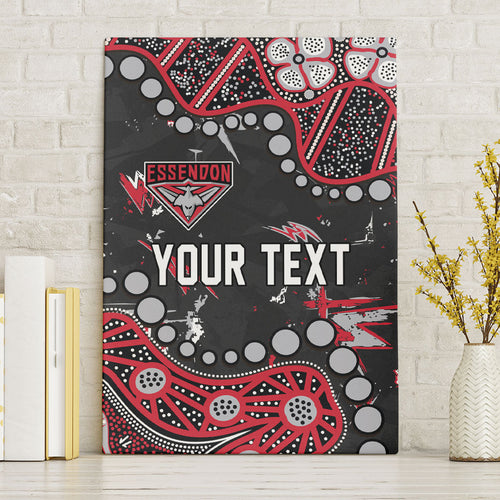 Personalized Essendon Bombers Canvas Wall Art Aboriginal Pattern with Graffiti Style