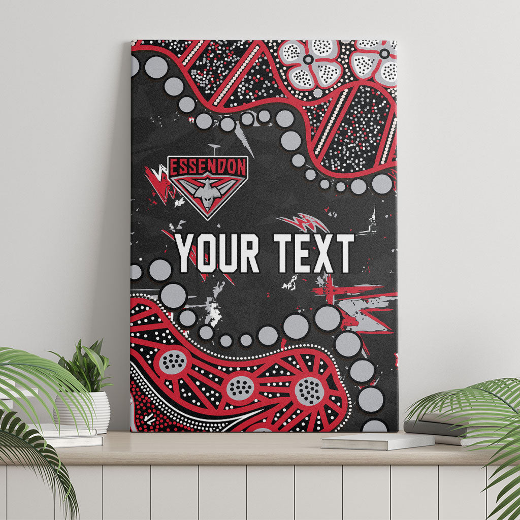 Personalized Essendon Bombers Canvas Wall Art Aboriginal Pattern with Graffiti Style