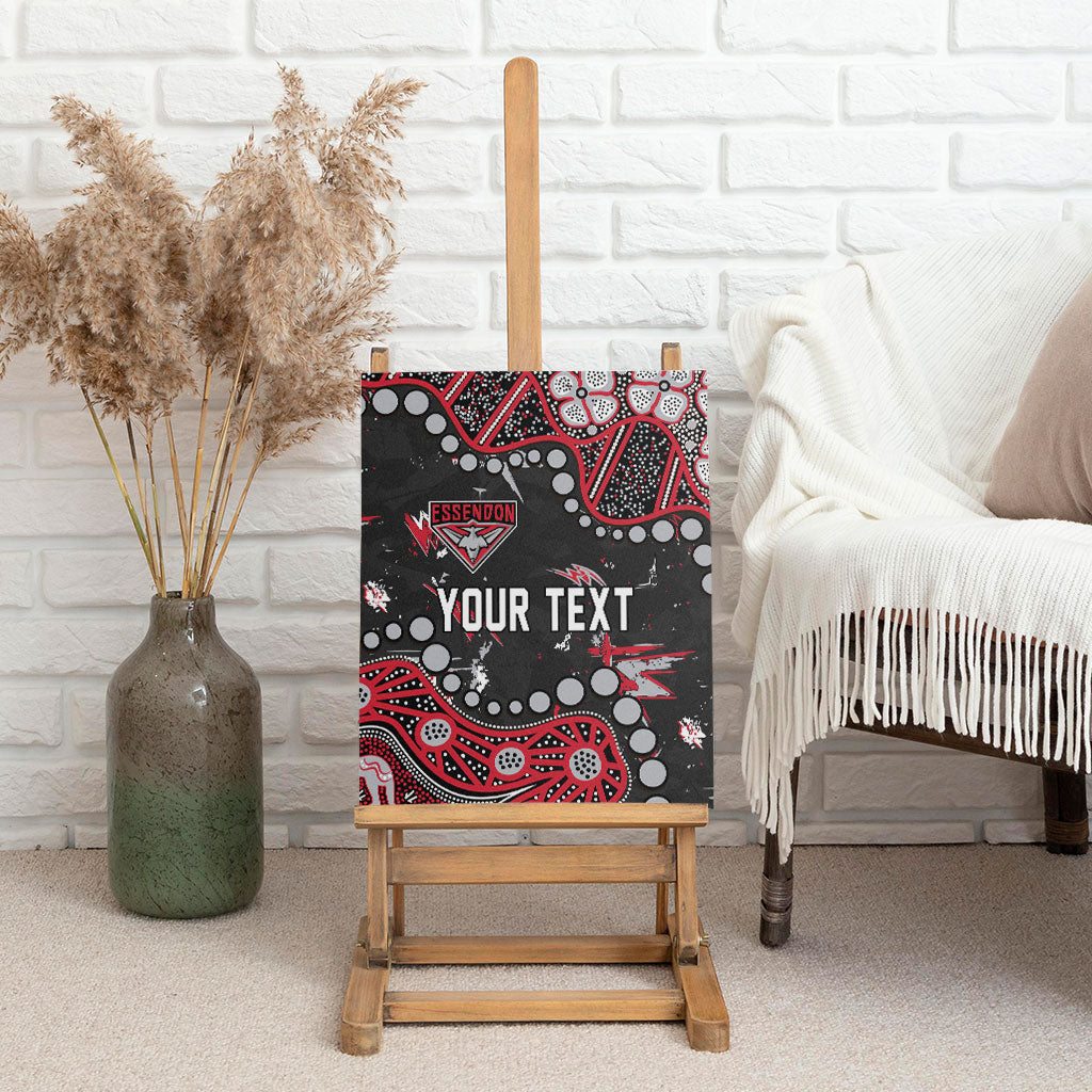 Personalized Essendon Bombers Canvas Wall Art Aboriginal Pattern with Graffiti Style
