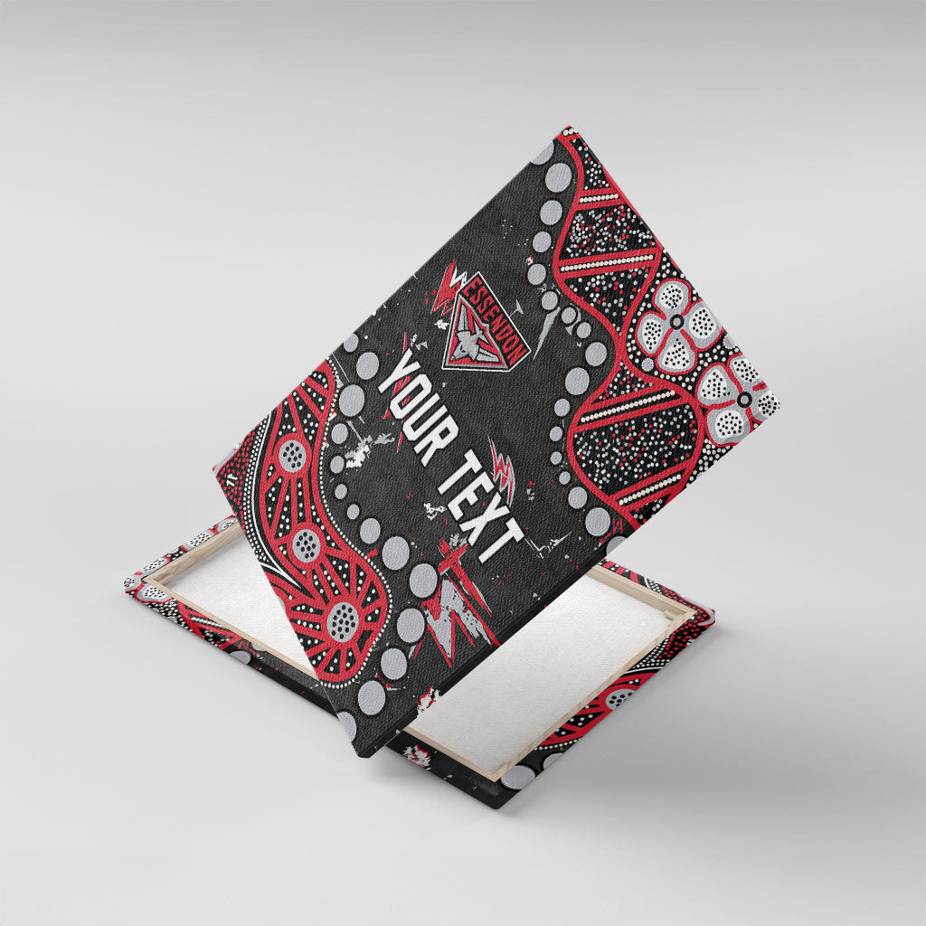 Personalized Essendon Bombers Canvas Wall Art Aboriginal Pattern with Graffiti Style