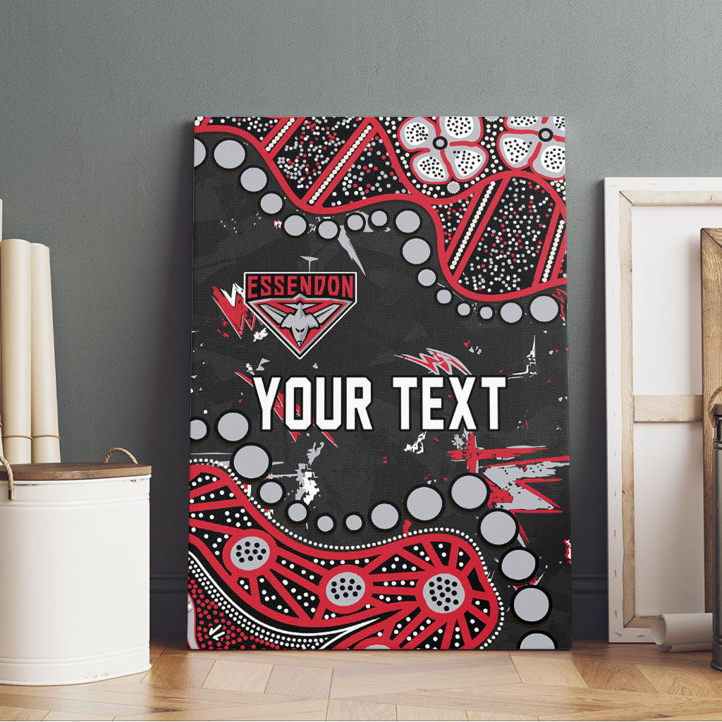 Personalized Essendon Bombers Canvas Wall Art Aboriginal Pattern with Graffiti Style
