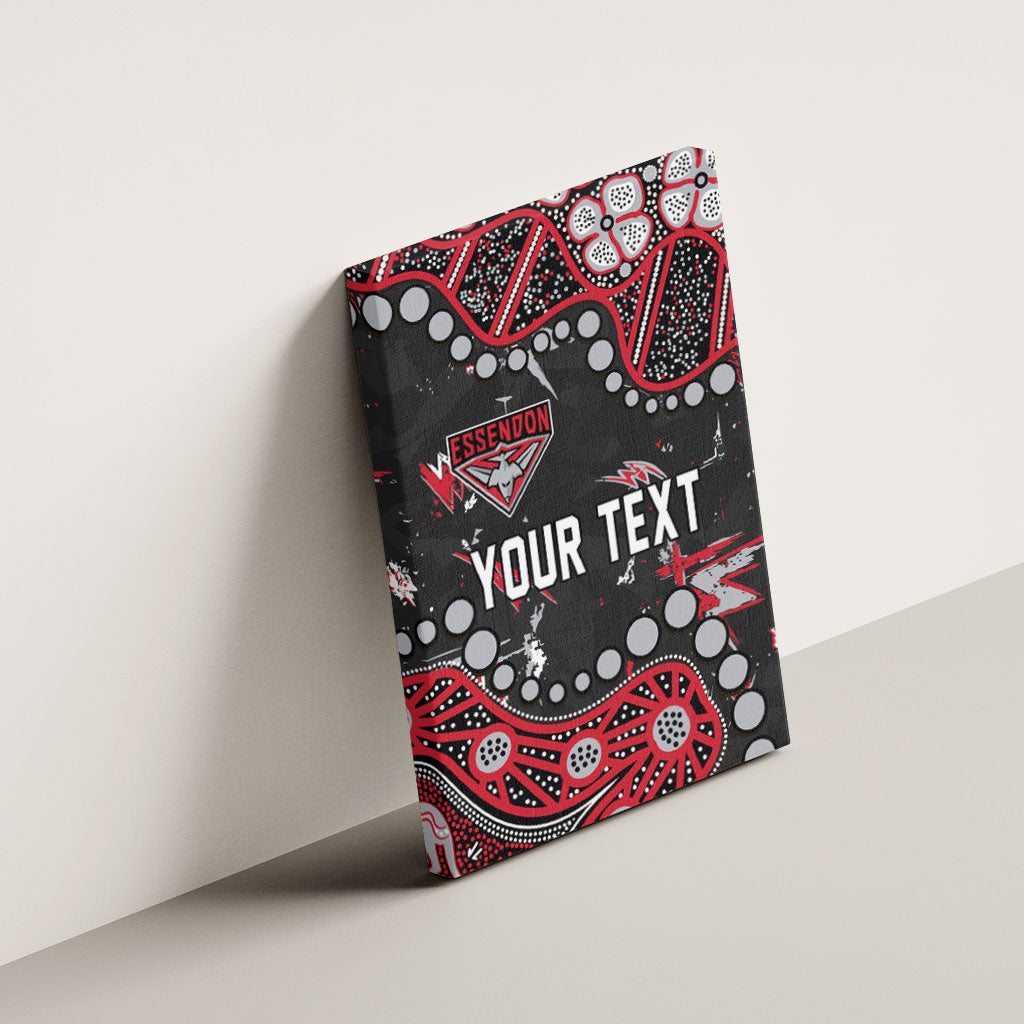 Personalized Essendon Bombers Canvas Wall Art Aboriginal Pattern with Graffiti Style