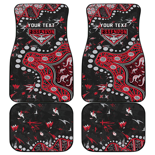 Personalized Essendon Bombers Car Mats Aboriginal Pattern with Graffiti Style