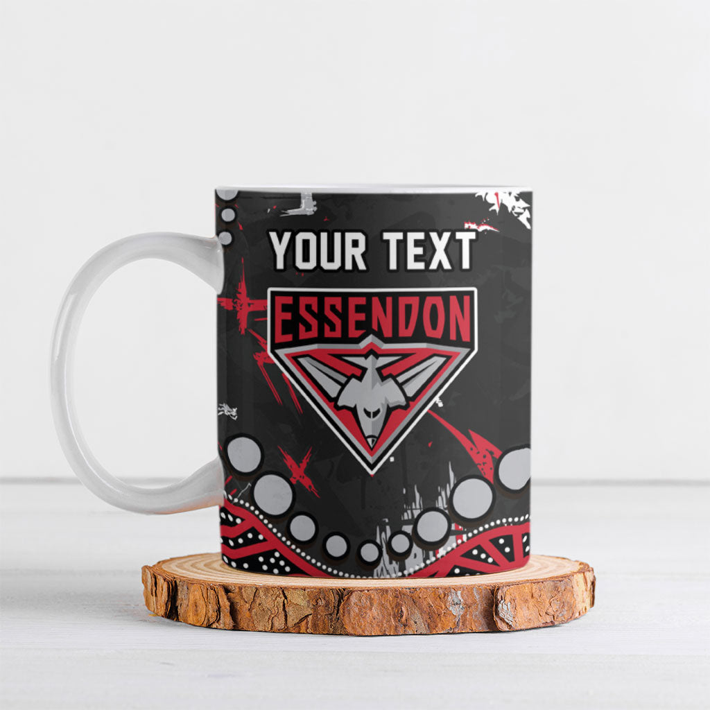 Personalized Essendon Bombers Ceramic Mug Aboriginal Pattern with Graffiti Style