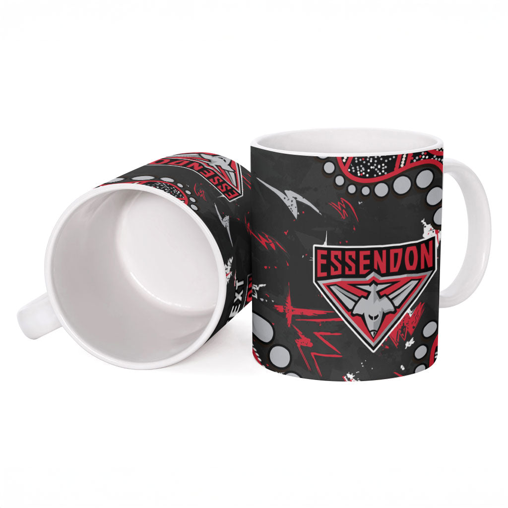 Personalized Essendon Bombers Ceramic Mug Aboriginal Pattern with Graffiti Style