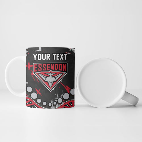 Personalized Essendon Bombers Ceramic Mug Aboriginal Pattern with Graffiti Style
