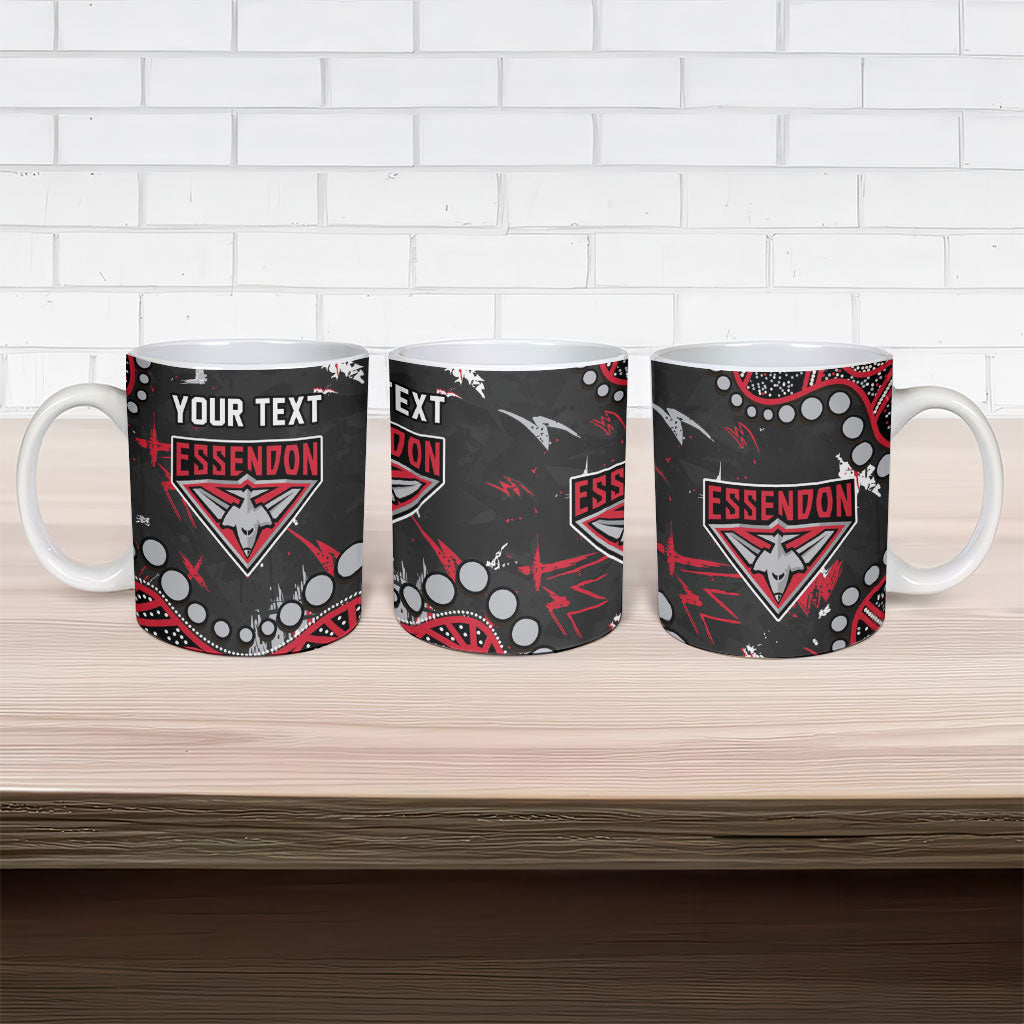 Personalized Essendon Bombers Ceramic Mug Aboriginal Pattern with Graffiti Style