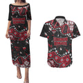 Personalized Essendon Bombers Couples Matching Puletasi and Hawaiian Shirt Aboriginal Pattern with Graffiti Style
