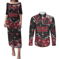 Personalized Essendon Bombers Couples Matching Puletasi and Long Sleeve Button Shirt Aboriginal Pattern with Graffiti Style