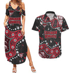Personalized Essendon Bombers Couples Matching Summer Maxi Dress and Hawaiian Shirt Aboriginal Pattern with Graffiti Style