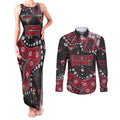 Personalized Essendon Bombers Couples Matching Tank Maxi Dress and Long Sleeve Button Shirt Aboriginal Pattern with Graffiti Style