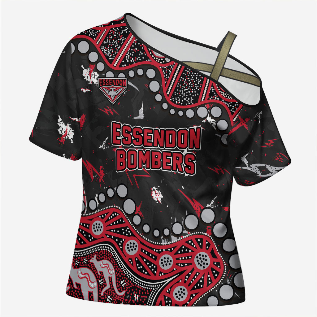 Personalized Essendon Bombers Cross Shoulder Shirt Aboriginal Pattern with Graffiti Style