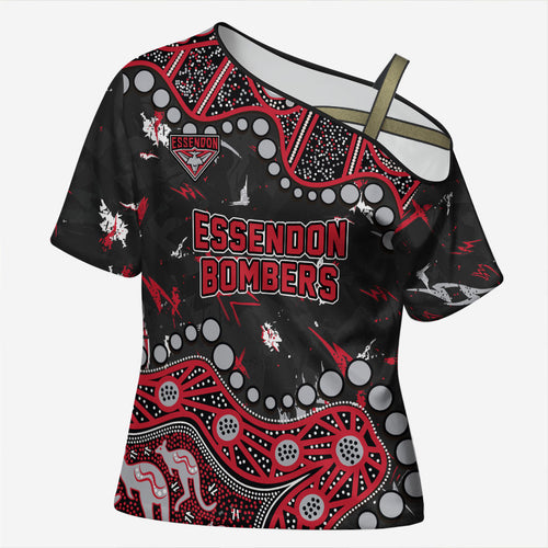 Personalized Essendon Bombers Cross Shoulder Shirt Aboriginal Pattern with Graffiti Style