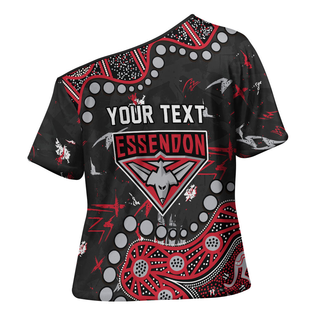 Personalized Essendon Bombers Cross Shoulder Shirt Aboriginal Pattern with Graffiti Style