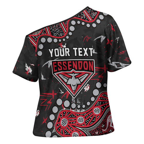 Personalized Essendon Bombers Cross Shoulder Shirt Aboriginal Pattern with Graffiti Style