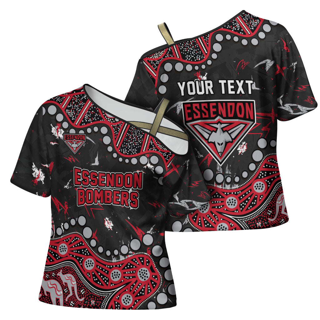 Personalized Essendon Bombers Cross Shoulder Shirt Aboriginal Pattern with Graffiti Style